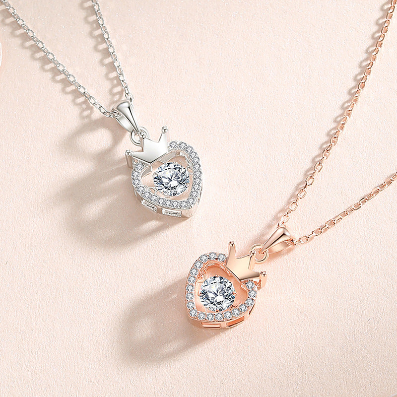 Jzora handmade crown heart sterling silver necklace