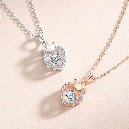 Jzora handmade crown heart sterling silver necklace