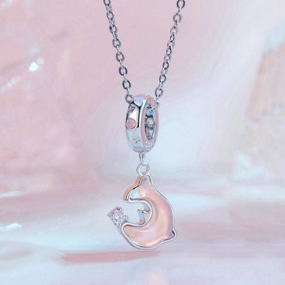 Jzora Dreamy Sweet Pink Dolphin Sterling Silver Charm