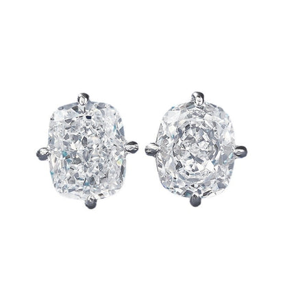 Jzora handmade cushion cut simple sterling silver earrings