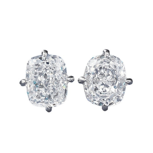 Jzora handmade cushion cut simple sterling silver earrings