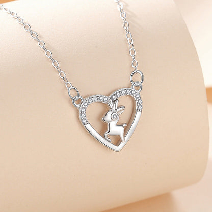 Jzora handmade love cute deer sterling silver necklace