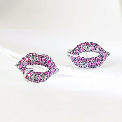 Jzora handmade ruby lips personalized sterling silver earrings