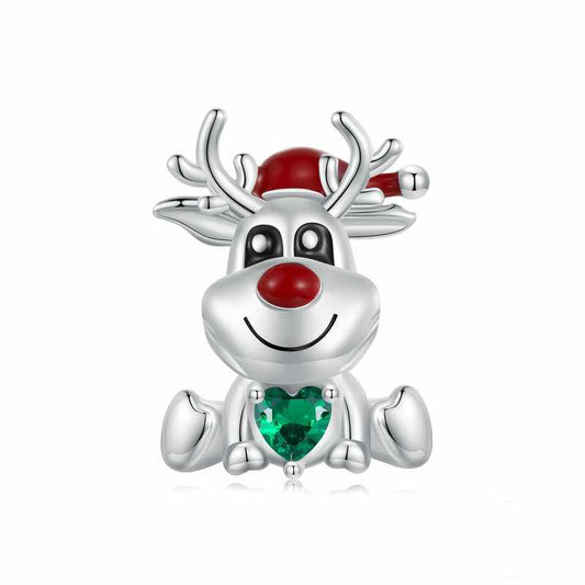 Jzora Handmade Christmas Moose Sterling Silver Charms