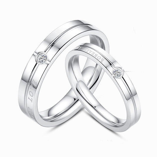 Jzora Handmade Round Cut Forever Love Sterling Silver Couple Rings