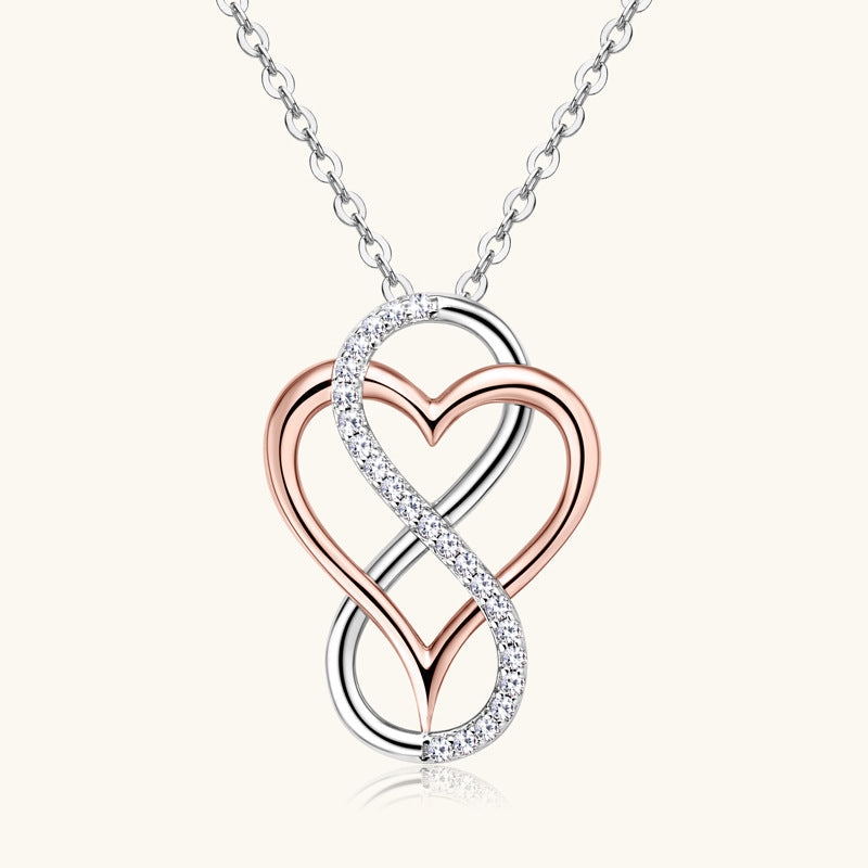 Jzora handmade stylish heart moissanite sterling silver necklace