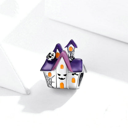 Jzora Purple Halloween Magic Hut Haunted House Sterling Silver Charm