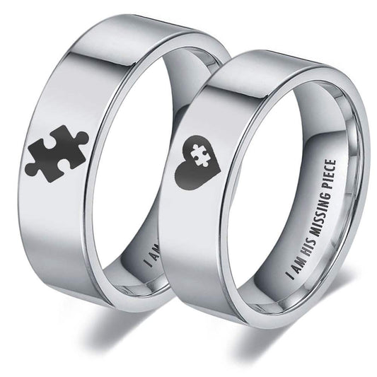 Jzora classic fashion love puzzle wedding ring Anniversary Couple Rings Set