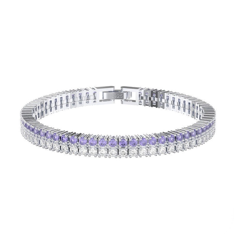 Jzora handmade double row bicolor tennis sterling silver bracelet