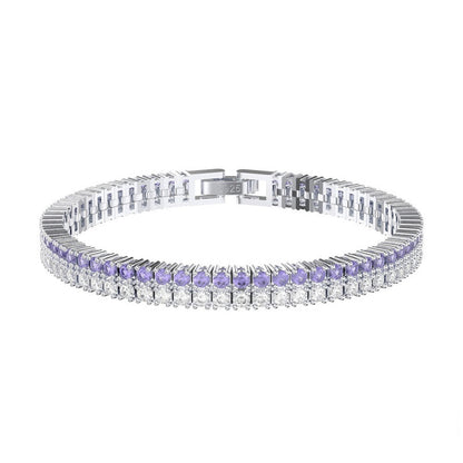 Jzora handmade double row bicolor tennis sterling silver bracelet