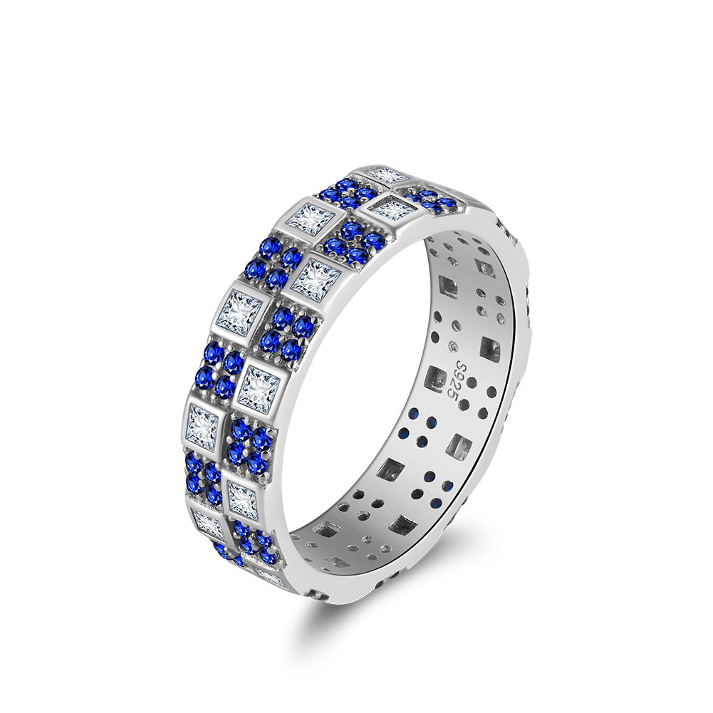 Jzora handmade double row sapphire sterling silver ring