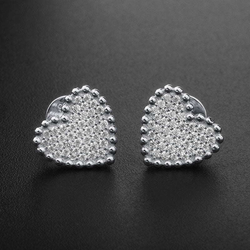 Jzora handmade heart shape classic sterling silver earrings