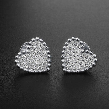 Jzora handmade heart shape classic sterling silver earrings