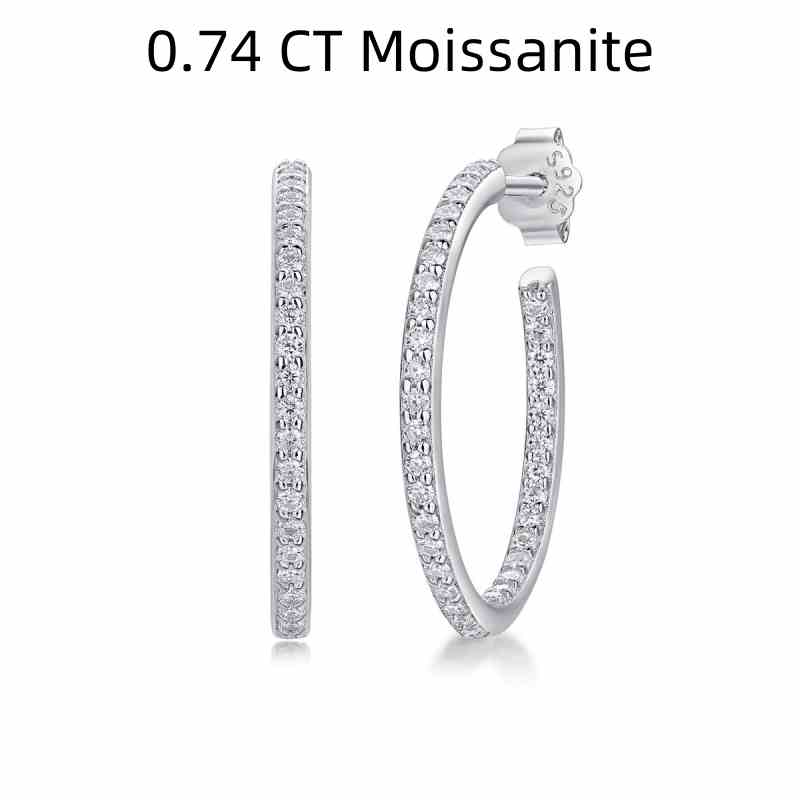 Jzora handmade circling round cut Moissanite sterling silver earrings