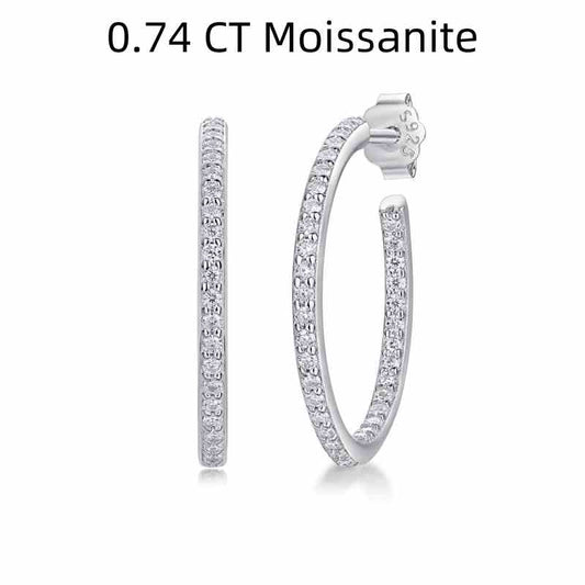 Jzora handmade circling round cut Moissanite sterling silver earrings