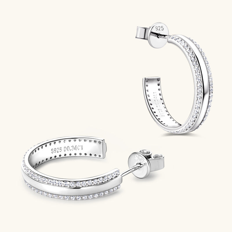 Jzora handmade fashion round calssic moissanite sterling silver earrings