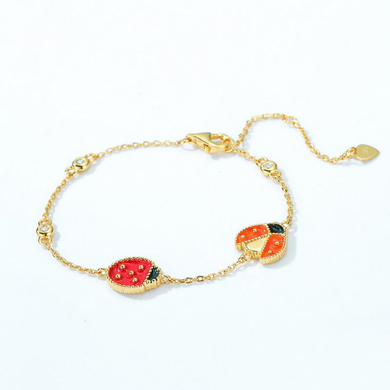 Jzora handmade seven star ladybird lovely sterling silver bracelet