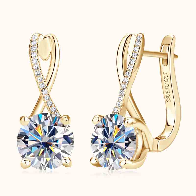 Jzora handmade 4ct round cut fashion Moissanite sterling silver earrings