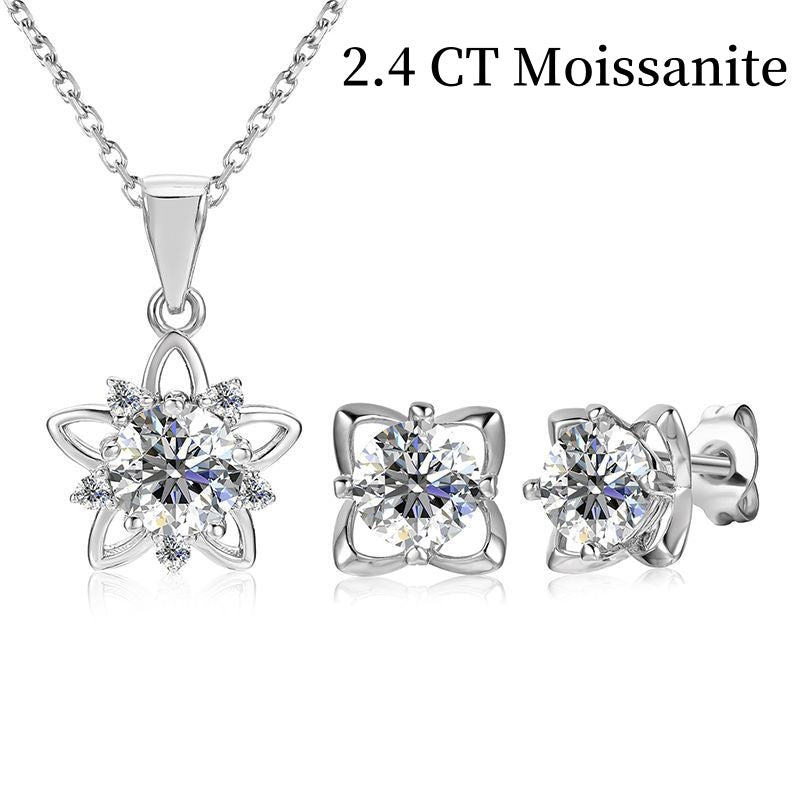 Jzora handmade 2.4ct round cut star moissanite jewelry set