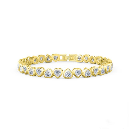 Jzora handmade heart cut tennis sterling silver bracelet
