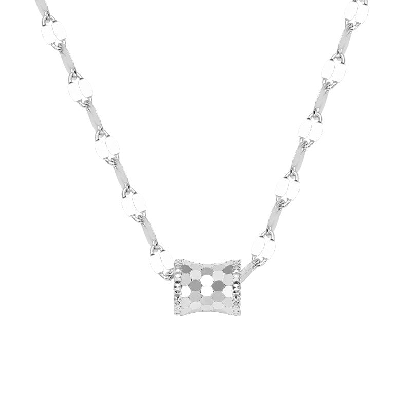 Jzora handmade double chain honeycomb design sterling silver necklace