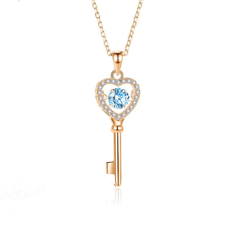 Jzora handmade beating heart key sterling silver necklace