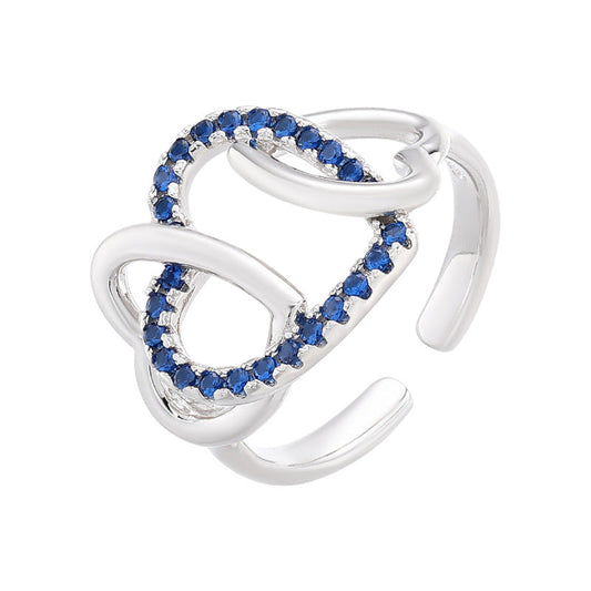 Jzora handmade sapphire triple heart wrap sterling silver adjustable ring