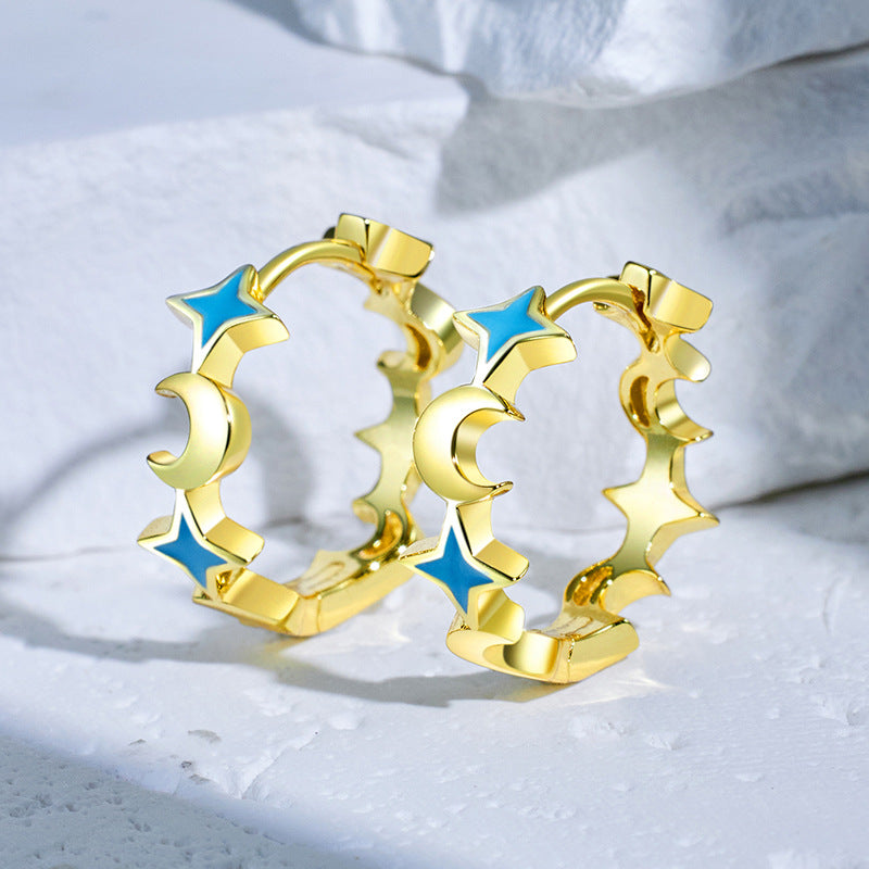 Jzora handmade Moon & Stars sterling silver earrings