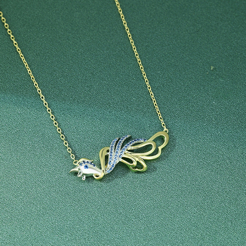 Jzora handmade elegant bluebird sterling silver necklace