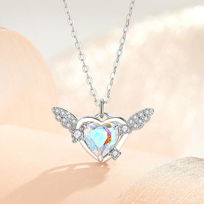 Jzora handmade colorful Cupid's heart sterling silver necklace