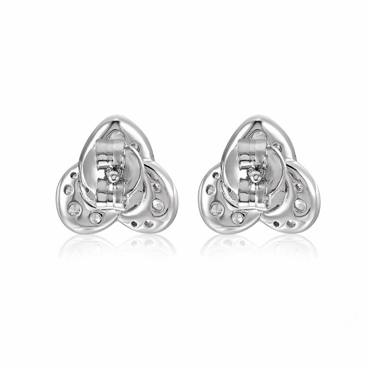 Jzora handmade 2ct round cut flower moissanite sterling silver earrings