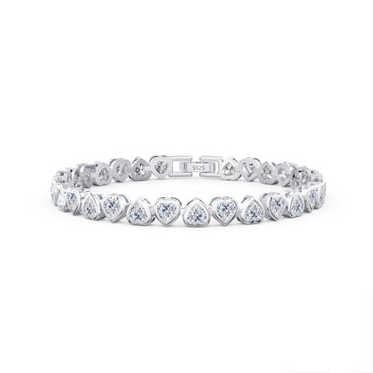 Jzora handmade heart cut tennis sterling silver bracelet