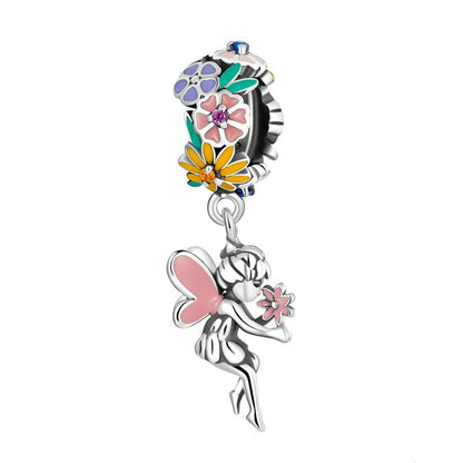 Jzora Butterfly Flower Fairy Sterling Silver Charm