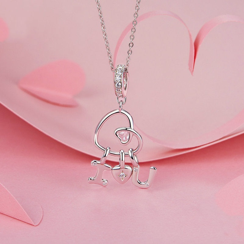 Jzora Valentine's Day Romantic Heart I Love You Sterling Silver Charm