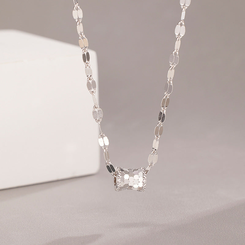 Jzora handmade double chain honeycomb design sterling silver necklace