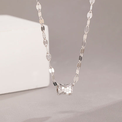 Jzora handmade double chain honeycomb design sterling silver necklace