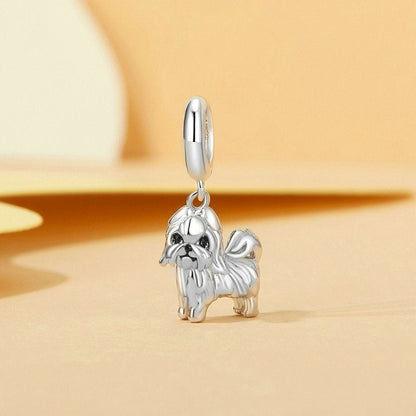 Jzora handmade cute shih tzu pet sterling silver charm