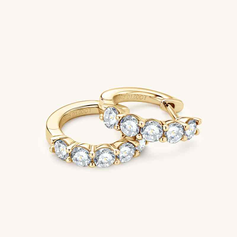 Jzora handmade 2ct round cut simple Moissanite sterling silver earrings