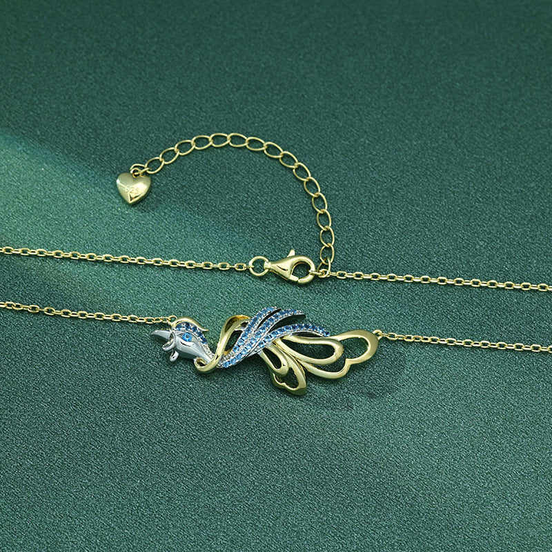 Jzora handmade elegant bluebird sterling silver necklace