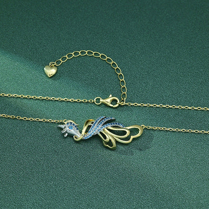 Jzora handmade elegant bluebird sterling silver necklace