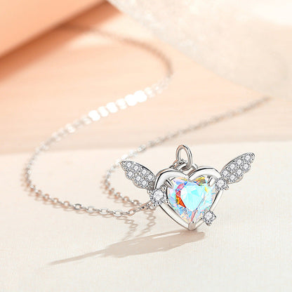 Jzora handmade colorful Cupid's heart sterling silver necklace