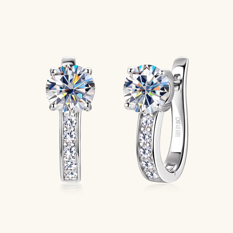 Jzora handmade 2ct round cut fashion moissanite sterling silver earrings