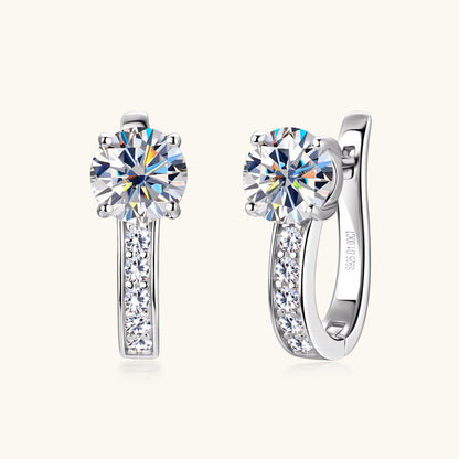 Jzora handmade 2ct round cut fashion moissanite sterling silver earrings