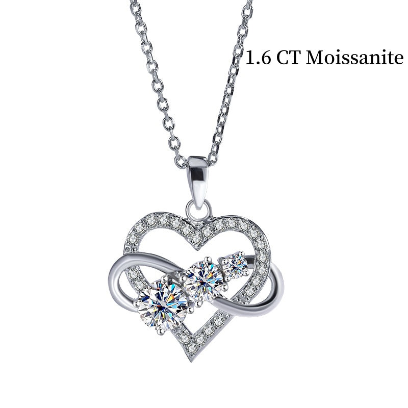 Jzora handmade 1.6ct heart shape moissanite sterling silver necklace