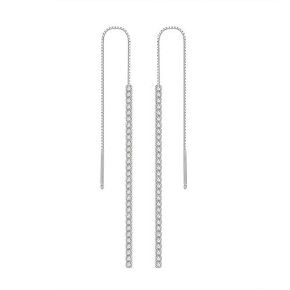 Jzora handmade simple tassel sterling silver earrings