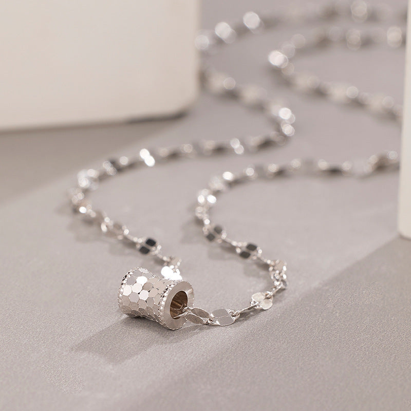 Jzora handmade double chain honeycomb design sterling silver necklace