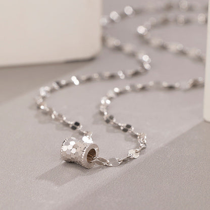 Jzora handmade double chain honeycomb design sterling silver necklace