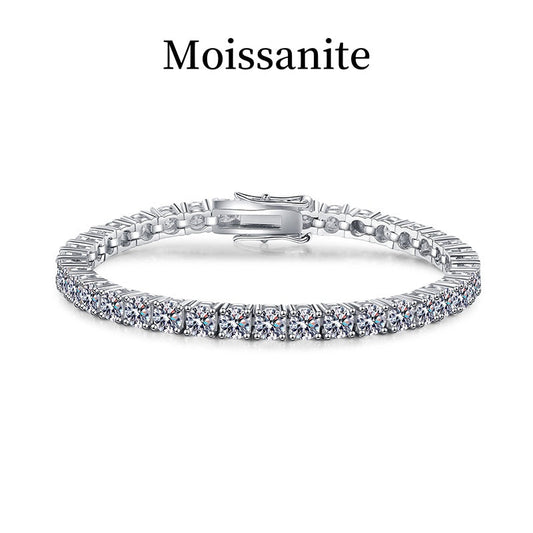 Jzora handmade round cut moissanite vintage sterling silver tennis bracelet