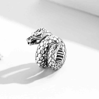 Jzora Textured Vintage Disk Dragon Sterling Silver Charm