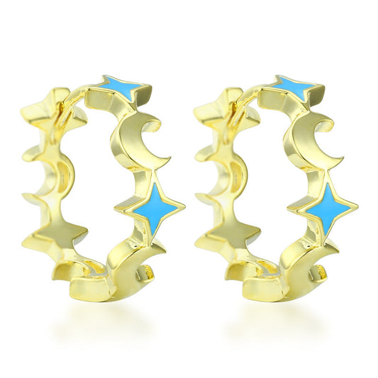 Jzora handmade Moon & Stars sterling silver earrings
